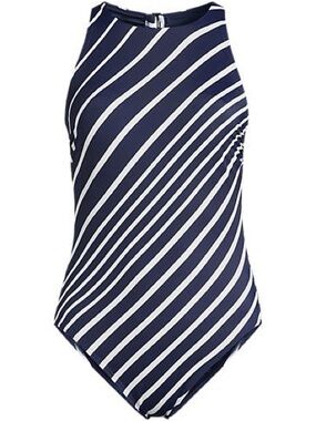 Landsend Tugless High Neck Portrait Back One Piece Swimsuit, 8